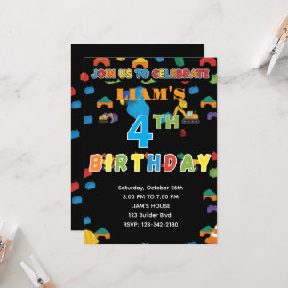 Fun Customizable Construction Birthday Invitation Kaart
