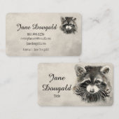 Fun Cute Aquarelle Raccoon Animal Carte de visite (Devant / Derrière)