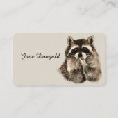 Fun Cute Aquarelle Raccoon Animal Carte de visite (Dos)