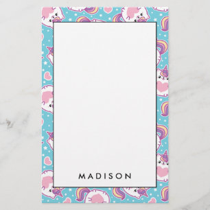 Fun Cute Chubby Kitschy Unicorn Kat Briefpapier