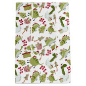 Fun Cute Dinosaurs Cadeaus Tree Patroon kerst Medium Cadeauzakje (Achterkant)