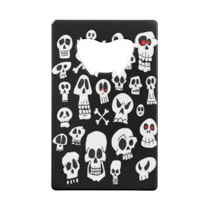 Fun Cute Hand Drawn Skulls Kredietkaart Flessenopener