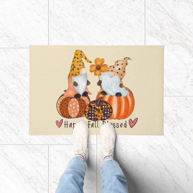 Fun Cute Happy Herfst Blessed Gnomes Doormat Deurmat (Binnen)