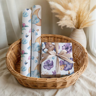 Fun Cute Lullaby Moon Sheep Clouds Baby Inpakpapier Vel