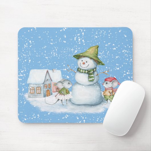 Fun Cute Merry Kerstmis Snow Holiday Muismat (Met muis)