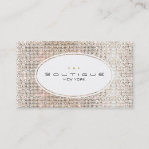 Fun & Cute Mode Boutique Faux Silver Sequins Visitekaartje