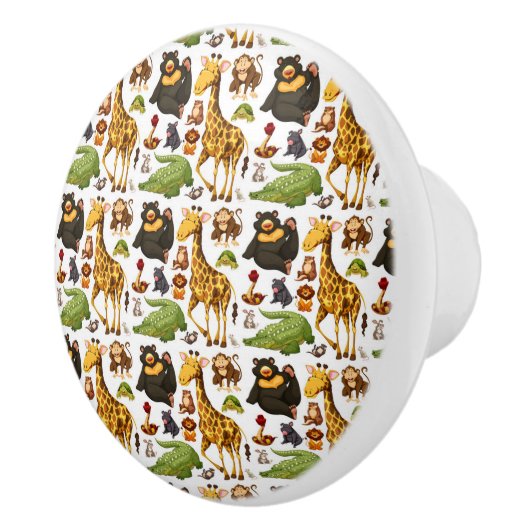 Fun Cute Oerwoud Animals Keramische Knop (Rechts)