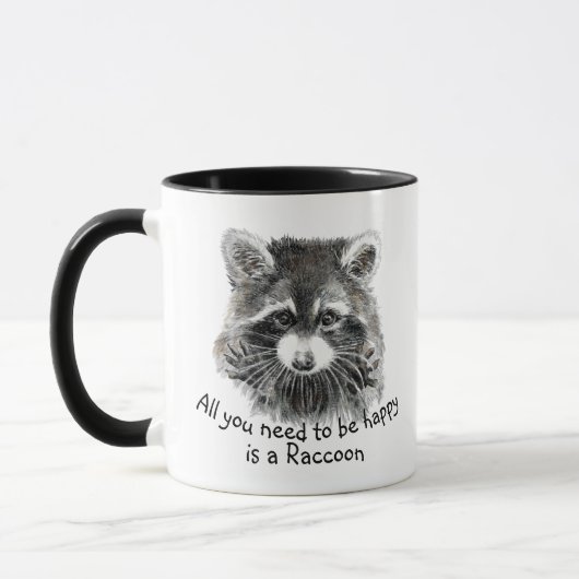 Fun Cute Waterverf Raccoon Cheerful Inspirerend Mok (Links)