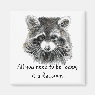 Fun Cute Waterverf Raccoon Inspirerend Quote Magneet