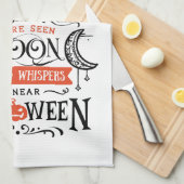 Fun Cute Witch Moon Black Cats Halloween Theedoek (Quarter Fold)