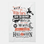 Fun Cute Witch Moon Black Cats Halloween Theedoek (Verticaal)