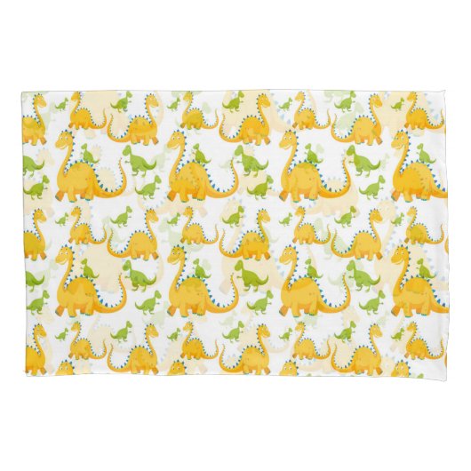 Fun Cute Yellow en Green Dinosaurs Kussensloop (Voorkant)