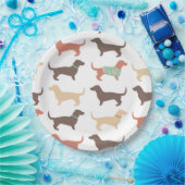 Fun Dachshund Dog Pattern Papieren Bordje (Feest)