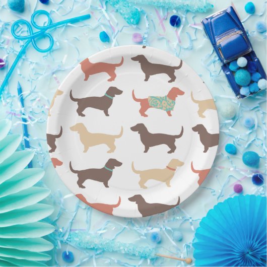 Fun Dachshund Dog Pattern Papieren Bordje (Feest)