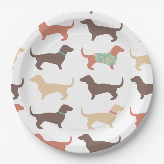 Fun Dachshund Dog Pattern Papieren Bordje (Voorkant)