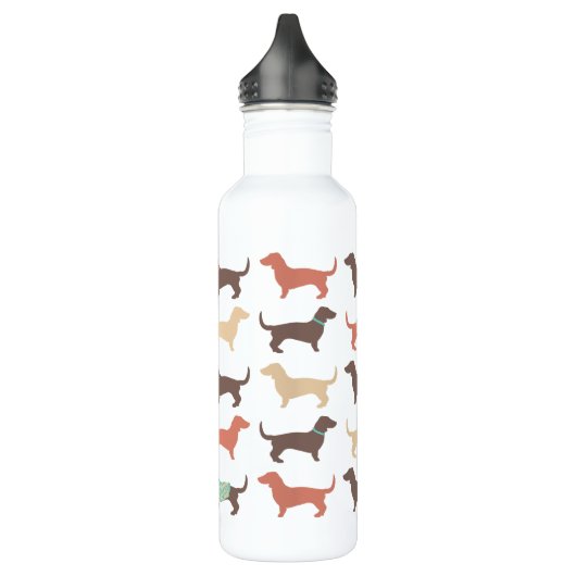 Fun Dachshund Dog Pattern Waterfles (Links)