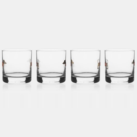 Fun Dachshund Wiener Worst Hond Gepersonaliseerde Whisky Glas (Links)