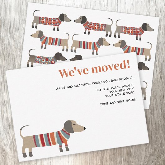 Fun Dachsund Dog Moving Announcement Aankondiging
