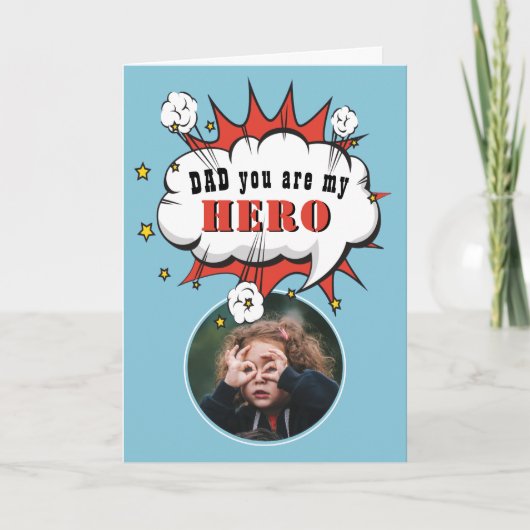 Fun Dad Hero Superheld Speech Bubble Fathers day Kaart (Voorkant)