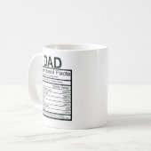 Fun Dad Nutritional Label Koffiemok (Voorkant links)