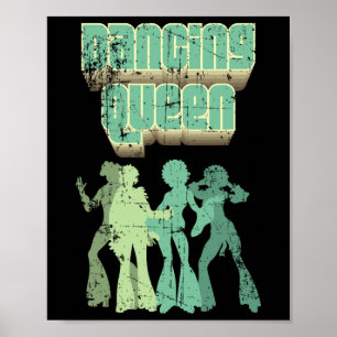 Fun Dancing Queen Disco Party Retro Distress Des Poster
