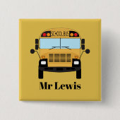 Fun Dank je wel schoolbuschauffeur Vierkante Button 5,1 Cm (Voorkant)