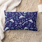 Fun Dark Navy Blue Coastal Cowgirl Patroon Kussen (Deken)