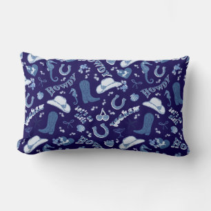 Fun Dark Navy Blue Coastal Cowgirl Patroon Kussen