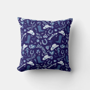Fun Dark Navy Blue Coastal Cowgirl Patroon Kussen