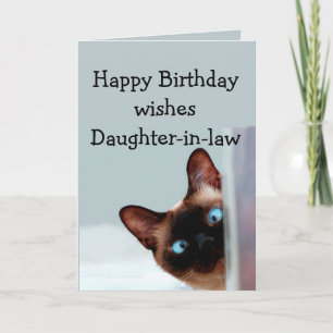 Fun Daughter-in-law Birthday Wishes Siamese Cat Kaart