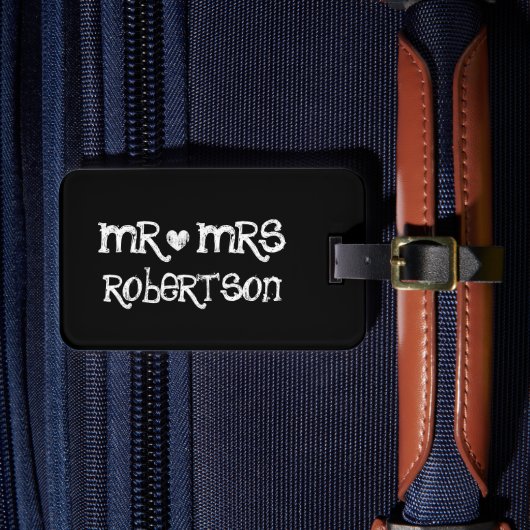 Fun de heer en Mrs. Black chalkboard: bagagelabel  (Voorkant Insitu 4)