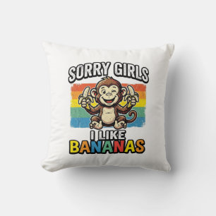 Fun Design met Apen en Bananen Vintage Gravure Shi Kussen