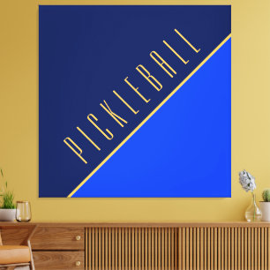 Fun Diagonaal Bold Blue Warm Pickleball-tekst Canvas Afdruk