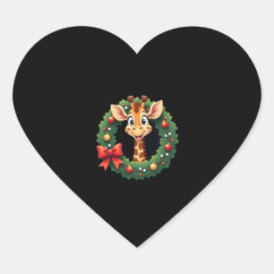Fun dier giraffe meme gezicht feestelijke Kerst T- Hart Sticker