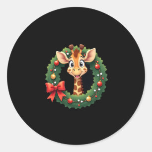 Fun dier giraffe meme gezicht feestelijke Kerst T- Ronde Sticker