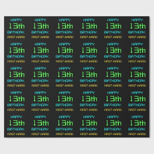 Fun Digital Computing Threaded 13th Birthday Cadeaupapier (Vlak)