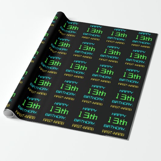 Fun Digital Computing Threaded 13th Birthday Cadeaupapier (Uitgerold)