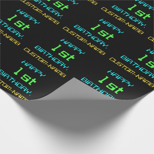 Fun Digital Computing Threaded 1st Birthday Cadeaupapier (Hoek)