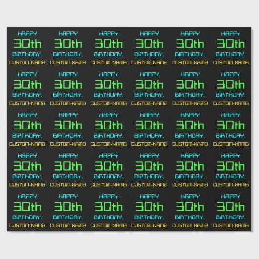 Fun Digital Computing Threaded 30th Birthday Cadeaupapier (Vlak)