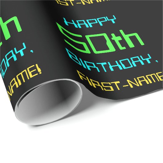 Fun Digital Computing Threaded 50th Birthday Cadeaupapier (Rol Hoek)