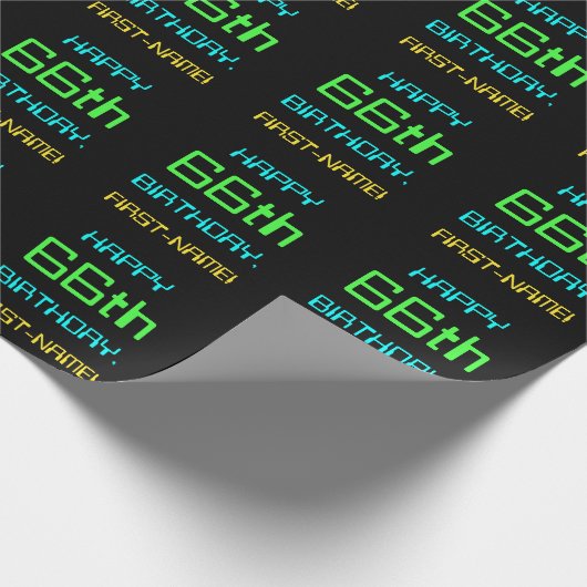 Fun Digital Computing Threaded 66th Birthday Cadeaupapier (Hoek)