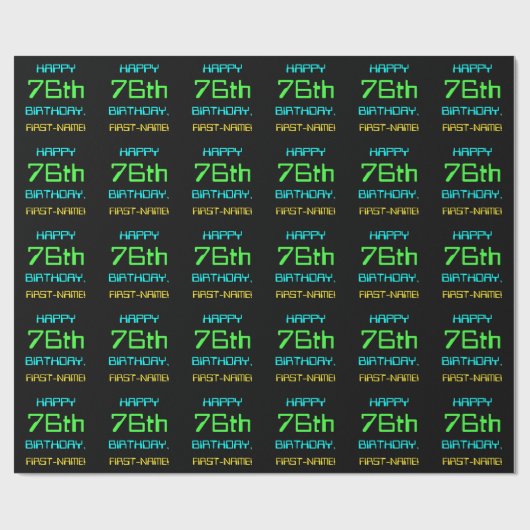 Fun Digital Computing Threaded 76th Birthday Cadeaupapier (Vlak)