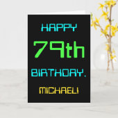 Fun Digital Computing Threaded 79th Birthday Kaart (Gele Bloem)