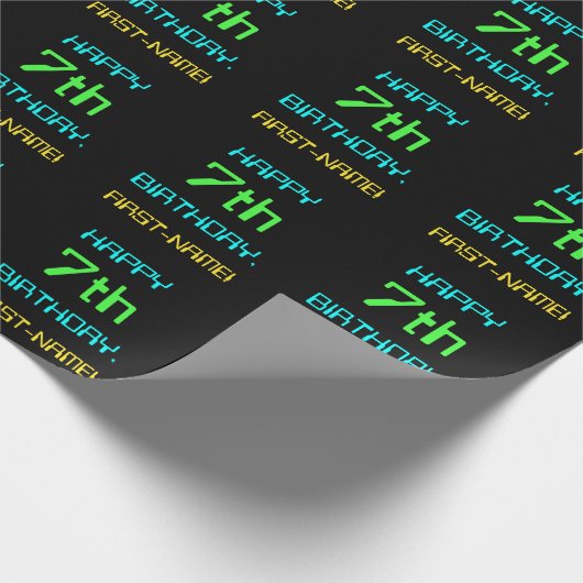 Fun Digital Computing Threaded 7th Birthday Cadeaupapier (Hoek)