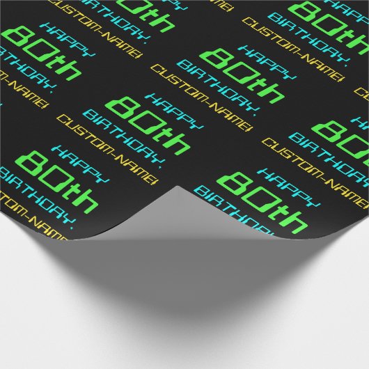 Fun Digital Computing Threaded 80th Birthday Cadeaupapier (Hoek)