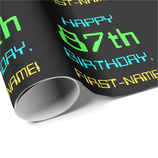 Fun Digital Computing Threaded 87th Birthday Cadeaupapier (Rol Hoek)