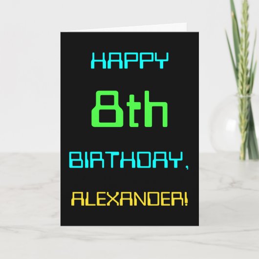 Fun Digital Computing Threaded 8th Birthday Kaart (Voorkant)