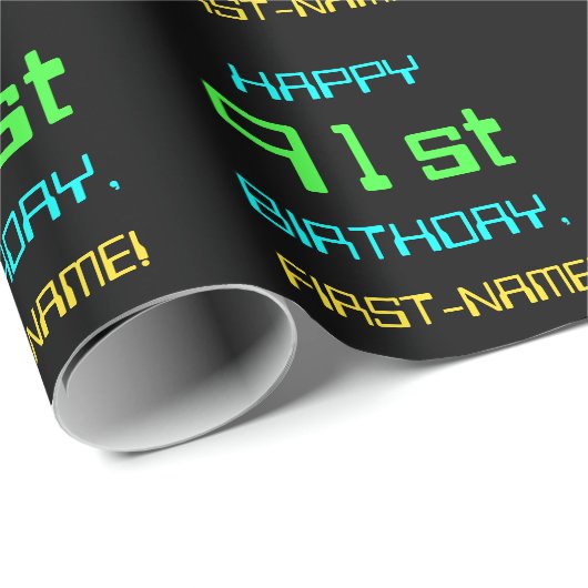 Fun Digital Computing Threaded 91st Birthday Cadeaupapier (Rol Hoek)