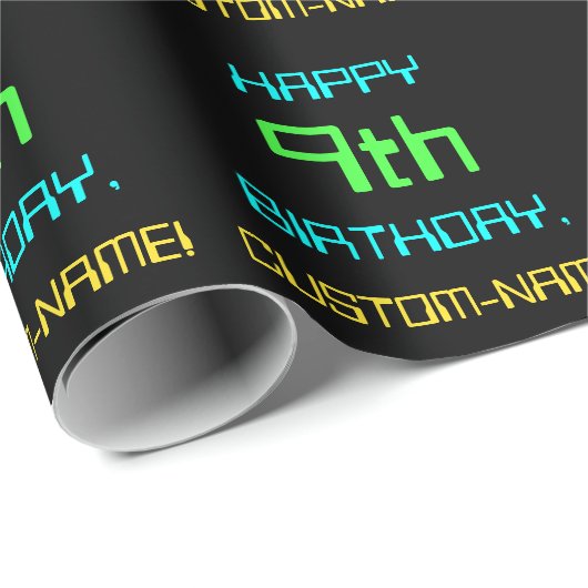 Fun Digital Computing Threaded 9th Birthday Cadeaupapier (Rol Hoek)