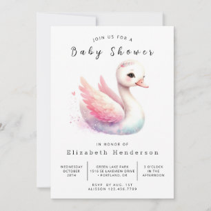 Fun Digital Swan Baby shower Kaart